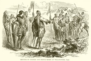 Encuentro de Stephen y el príncipe Enrique en Wallingford, 1152 de English School