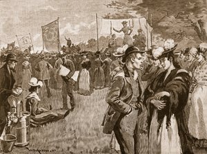 Reunión de lavanderas en Hyde Park, 1891, ilustración de la Historia Ilustrada de Inglaterra de Cassell