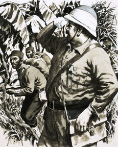 Melton Prior marchando por la jungla birmana con la 11ª Infantería Nativa de Bengala