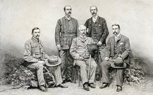 Miembros de la Expedición de Socorro Emin Pasha de Sir Henry Morton Stanley, 1890 (grabado en madera)