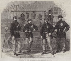 Miembros del Cuerpo de Bomberos Voluntarios de Coventry (grabado) de English School