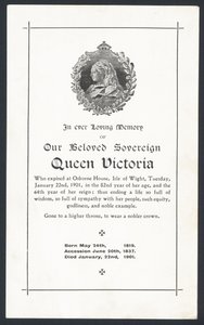 Tarjeta conmemorativa para la Reina Victoria