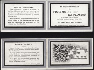 Tarjeta conmemorativa en sagrada memoria de las víctimas de la Gran Explosión de English School