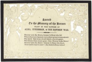 Tarjeta conmemorativa a la memoria de los héroes caídos en la guerra