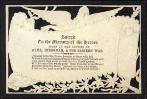 Tarjeta conmemorativa a la memoria de los héroes caídos en la guerra de English School