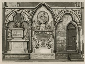 Memoriales y estatuas en la Abadía de Westminster, Londres de English School
