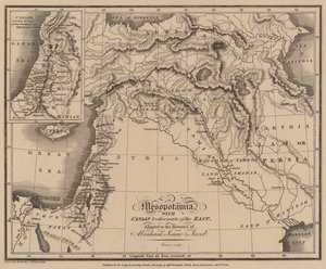Mesopotamia con Canaán y otras partes del Este, adaptado a las historias de Abraham, Isaac y Jacob (grabado) de English School