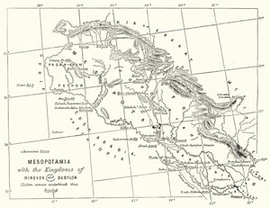 Mesopotamia con los reinos de Nínive y Babilonia (grabado) de English School