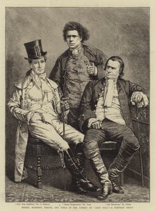 Messers Mathews, Phelps y Toole en la Comedia de "John Bull", un Grupo de Retratos (grabado) de English School