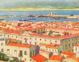 Messina, la ciudad y el estrecho (litografía en color) de English School