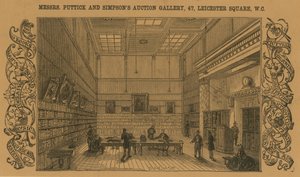 Sala de subastas de Messrs Puttick y Simpson, Leicester Square de English School