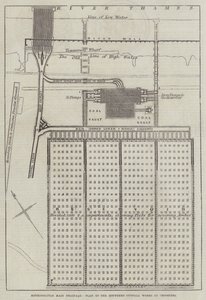 Drenaje principal metropolitano, plan de las obras de salida sur en Crossness de English School