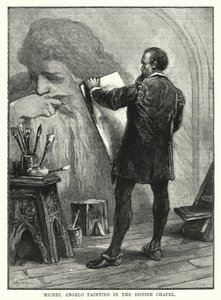 Miguel Ángel pintando en la Capilla Sixtina