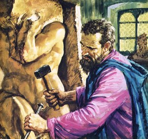 Miguel Ángel trabajando
