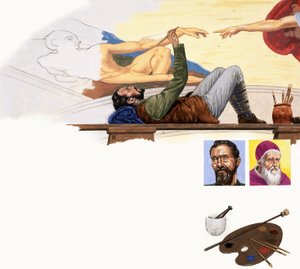 Miguel Ángel pintando el techo de la Capilla Sixtina
