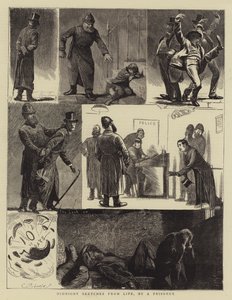 Bocetos de medianoche de la vida, por un prisionero (grabado) de English School