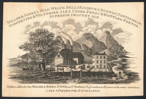 Miller & Jones, fabricante de cerveza y porter para exportación, tarjeta comercial de English School
