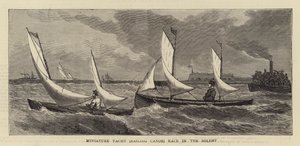 Carrera de Yates en Miniatura (Canoa de Vela) en el Solent (grabado) de English School