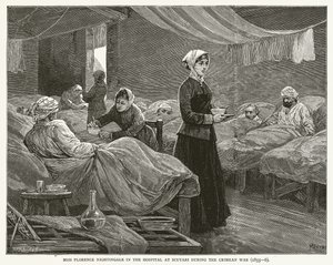 La señorita Florence Nightingale en el hospital de Scutari durante la guerra de Crimea (1855-6) de English School