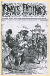 Miss Georgina Sanger, la conocida domadora de caballos, actualmente actuando en el Nuevo Anfiteatro Real de Astleys
