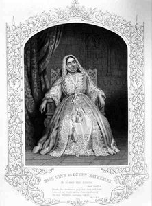 Miss Glyn como la Reina Katherine, Acto IV Escena 2, en Enrique VIII o Todo es Verdad, por William Shakespeare (1564-1616) (grabado)