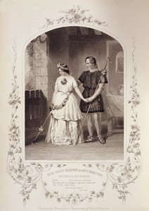 La Srta. Jenny Marston como Perdita y el Sr. F. Robinson como Florizel, Acto IV Escena 3, en El Cuento de Invierno de William Shakespeare (1564-1616) grabado por Thomas Sherratt (fl.1860-80) de un daguerrotipo de Pa de English School