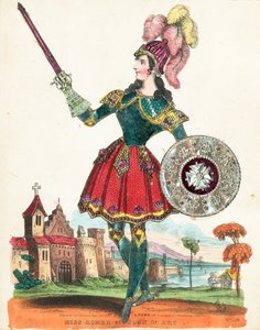 Srta. Romer como Juana de Arco, escenario, oropel de English School