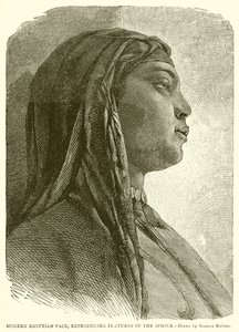 Rostro egipcio moderno, reproduciendo rasgos de la Esfinge de English School