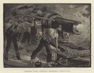 Guerra naval moderna, operando un cañón de barco de English School