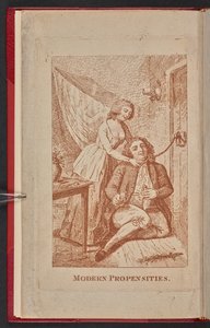 Portada del panfleto Modern Propensities 1791, con Susannah Hill y Frantisek Kotzwara (grabado) de English School
