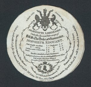 Monsieur Edouart, Siluetas, tarjeta comercial