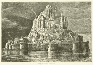 Monte Saint Michel, Normandía (grabado) de English School