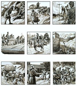 Montaje de imágenes sobre la historia de las carreteras