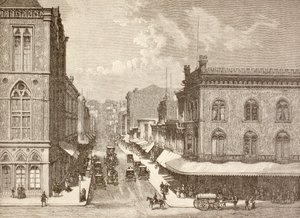 Montgomery Street, San Francisco en la década de 1880 (litografía) de English School