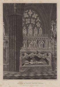 Monumento del obispo Stapledon, fundador del Exeter College, Oxford, en la catedral de Exeter de English School