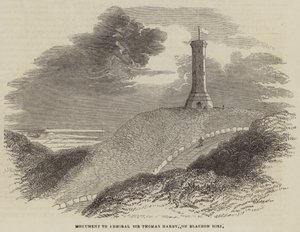 Monumento al almirante Sir Thomas Hardy, en Blagdon Hill (grabado)