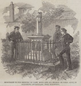 Monumento a la Memoria del Capitán Boyd y Seis Marineros del HMS Ajax, en el Cementerio de Monkstown, cerca de Kingstown (grabado) de English School
