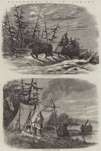 Caza de alces en Canadá (grabado) de English School