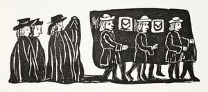 El funeral de Madre Bunch, ilustración de Chap-books del Siglo XVIII de John Ashton, pub. 1882