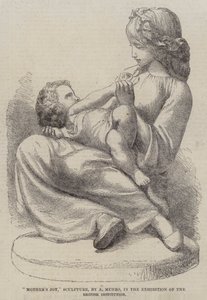 "Alegría de la madre", escultura, por A. Munro, en la Exposición de la Institución Británica (grabado) de English School