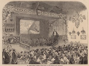 Conferencia del Sr. Albert Smith sobre el ascenso al Mont Blanc en el Salón Egipcio de English School