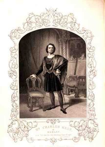 El Sr. Charles Kean como Hamlet, Acto III Escena 2, en la obra de William Shakespeare (1564-1616) de un daguerrotipo de Paine de Islington