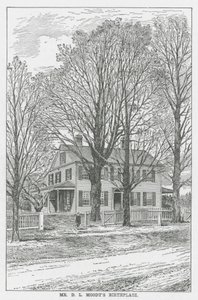 Casa natal del Sr. DL Moody (litografía) de English School