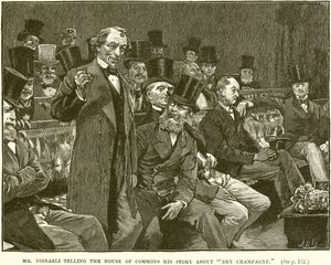 El Sr. Disraeli contando a la Cámara de los Comunes su historia sobre el champán seco