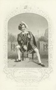 Sr. E L Davenport como Benedick, Mucho ruido y pocas nueces, Acto II, escena iii