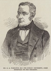 El Sr. G A Hamilton, MP por la Universidad de Dublín, Secretario Conjunto del Tesoro (grabado) de English School