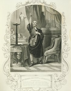 El Sr. George Bennett como Apemantus, Acto I Escena 2, en Timón de Atenas de William Shakespeare (1564-1616) de English School