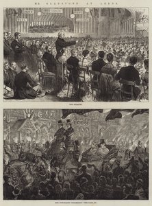 Sr. Gladstone en Leeds (grabado) de English School