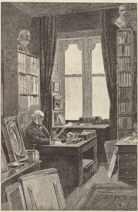 Mr. Gladstone en su biblioteca en el Castillo de Hawarden de English School