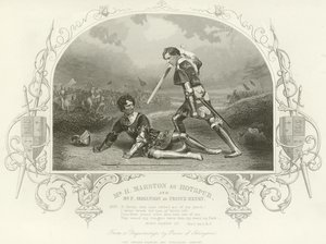 Mr H Marston como Hotspur y Mr F Robinson como Príncipe Enrique, Rey Enrique IV, Parte I